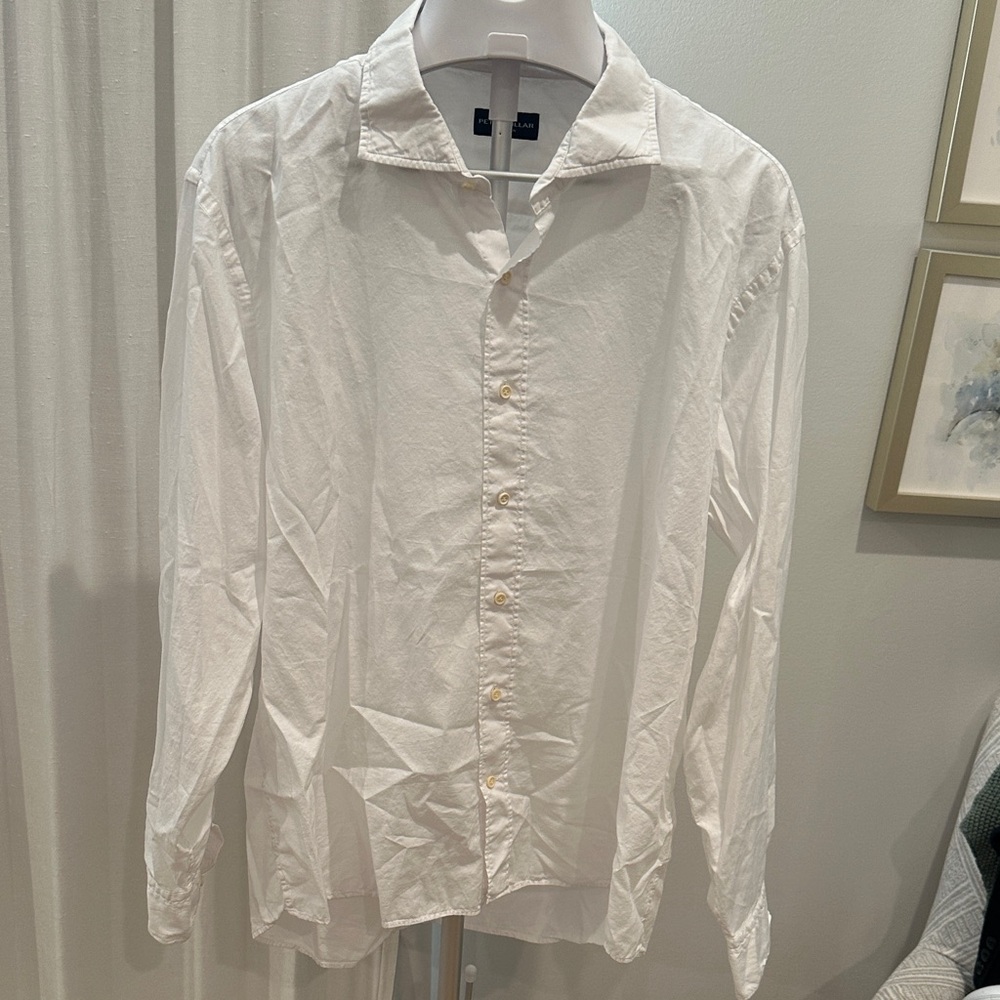 Peter Millar White Long-Sleeve Button-Up Dress Shirt